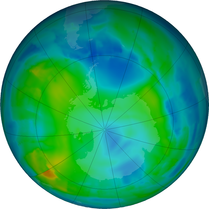 Antarctic ozone map for 16 May 2011